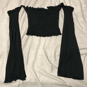Off The Shoulder Long Sleeve Crop Top OS